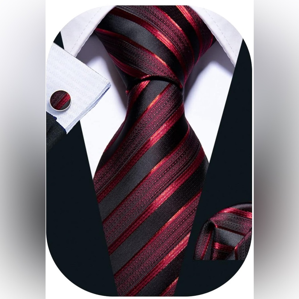 Elegant Striped Tie in Black and Red